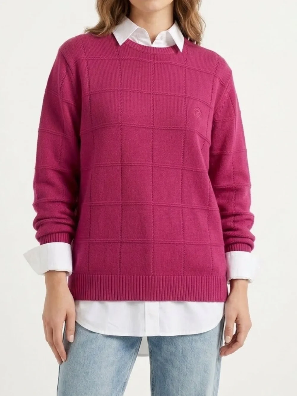 IZOD Vintage 90’s Crewneck Sweater Fushcia Medium